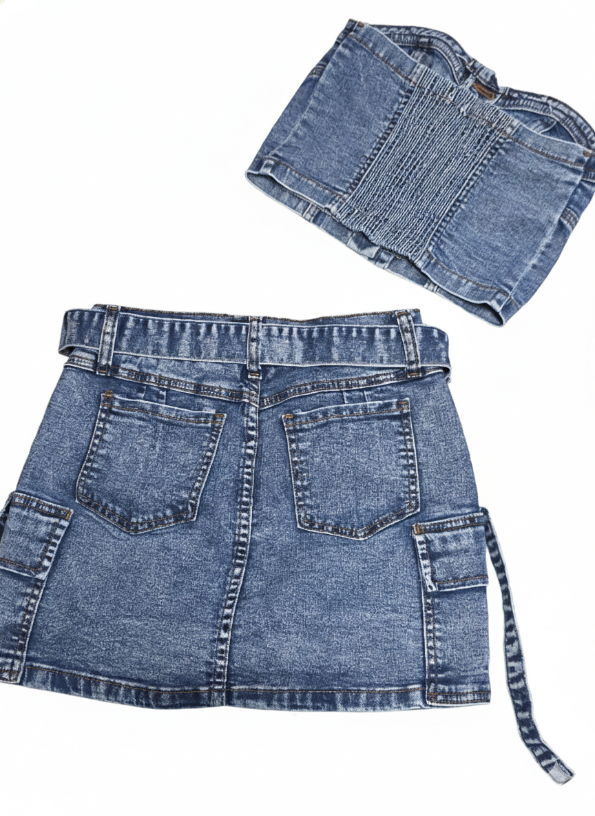 Top bustier + Falda-Short con cinturòn