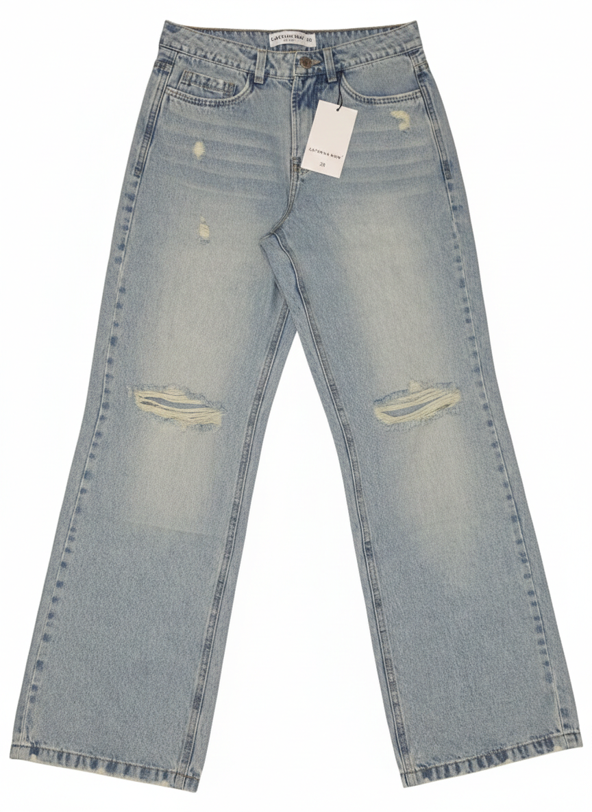Jeans Straight Leg Rasgado